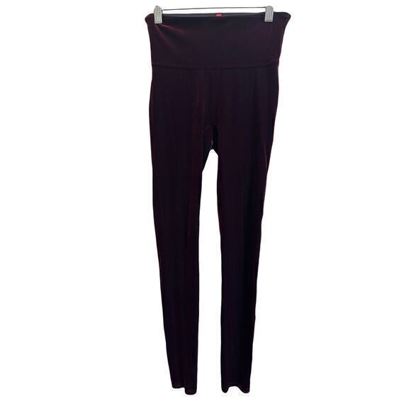Spanx Velvet Leggings in Rich Burgandy Size Small - Picture 2 of 6